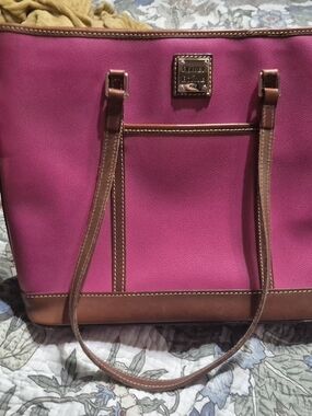 Dooney & Bourke Pink Leather-Trim Tote